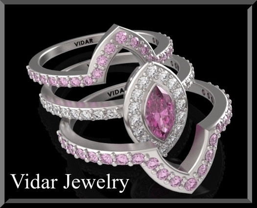 Pink Diamond Wedding Rings
 Pink Sapphire And Diamond Wedding Ring Set Engagement Ring