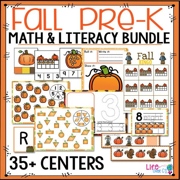 Pre K Fall Activities
 Fall Math & Literacy Centers for Pre K Preschool BUNDLE