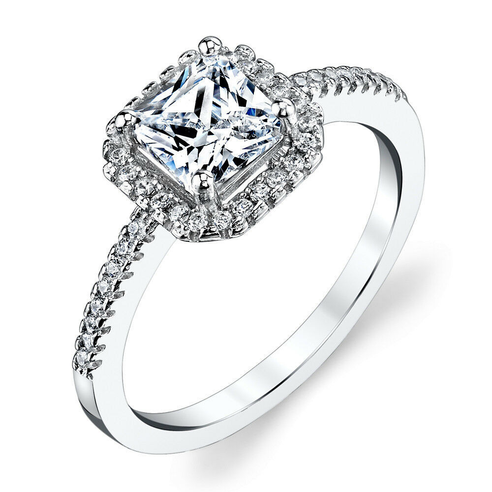 Princess Cut Cubic Zirconia Engagement Rings
 925 Sterling Silver Princess Cut Engagement Ring 1 5 Carat