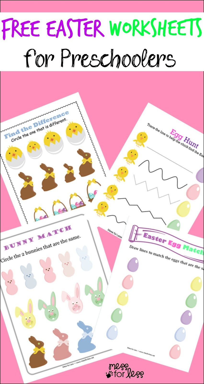 Printable Easter Crafts
 Free Easter Preschool Worksheets Mess for Less
