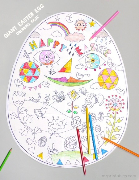 Printable Easter Crafts
 Giant easter Egg printable – Easter coloring page – Kids