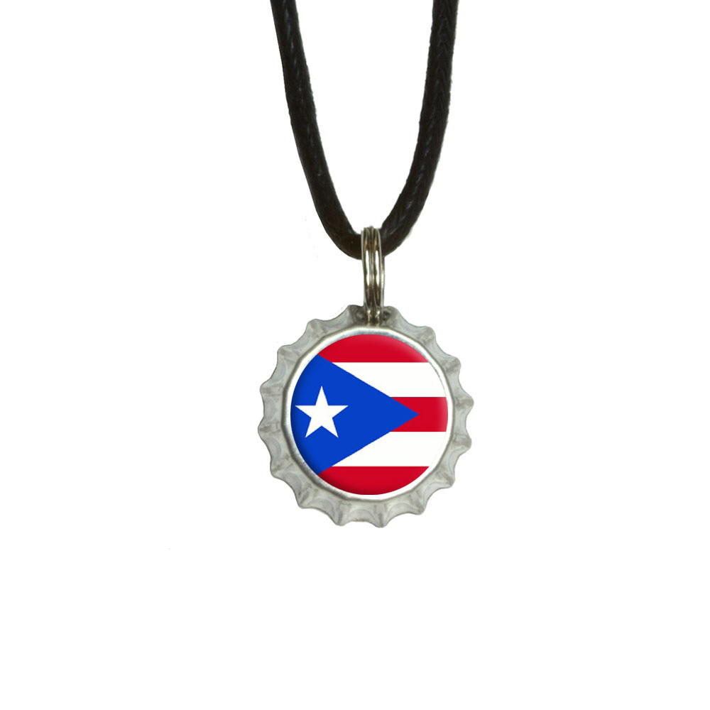 Puerto Rican Necklace
 Puerto Rico Puerto Rican Flag Bottlecap Charm Pendant