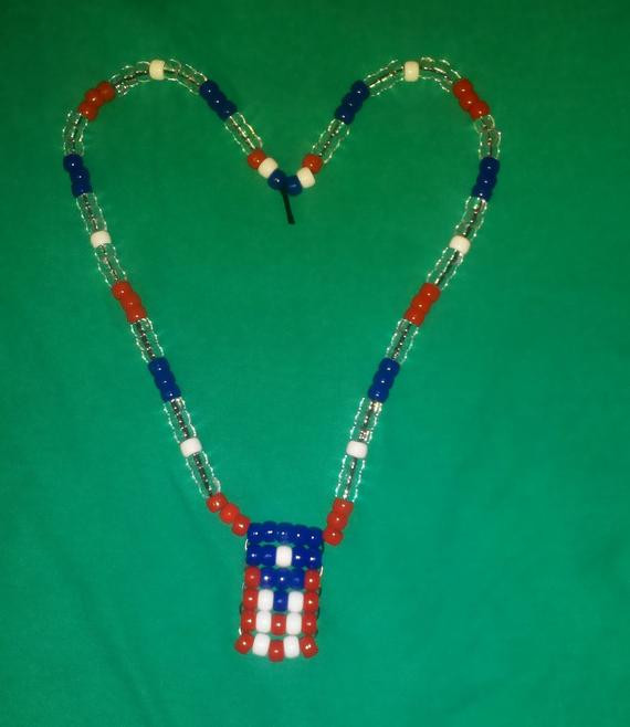 Puerto Rican Necklace
 Items similar to Puerto Rico bead Flag necklace on Etsy