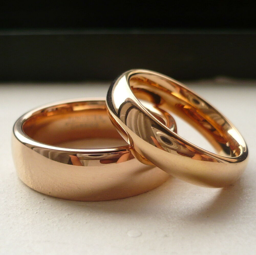 Rose Gold Wedding Ring Sets
 TUNGSTEN CARBIDE ROSE GOLD PLATED HIS & HER WEDDING BAND