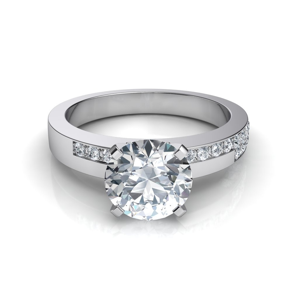Round Diamond Engagement Rings
 Round Brilliant Engagement Ring with Side Diamonds