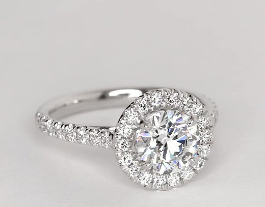 Round Diamond Engagement Rings
 Round Halo Diamond Engagement Ring in 14k White Gold 1 2