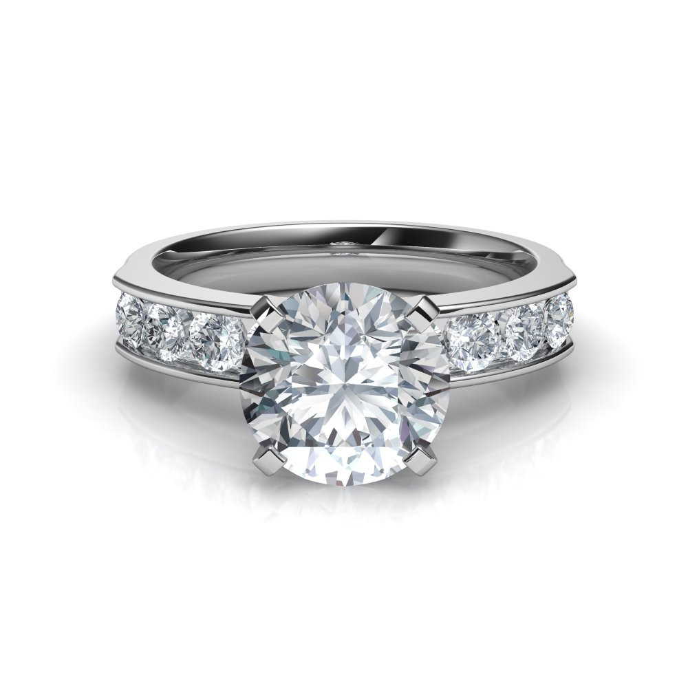 Round Diamond Engagement Rings
 Round Cut Diamond Engagement Ring with 8 Side Diamonds