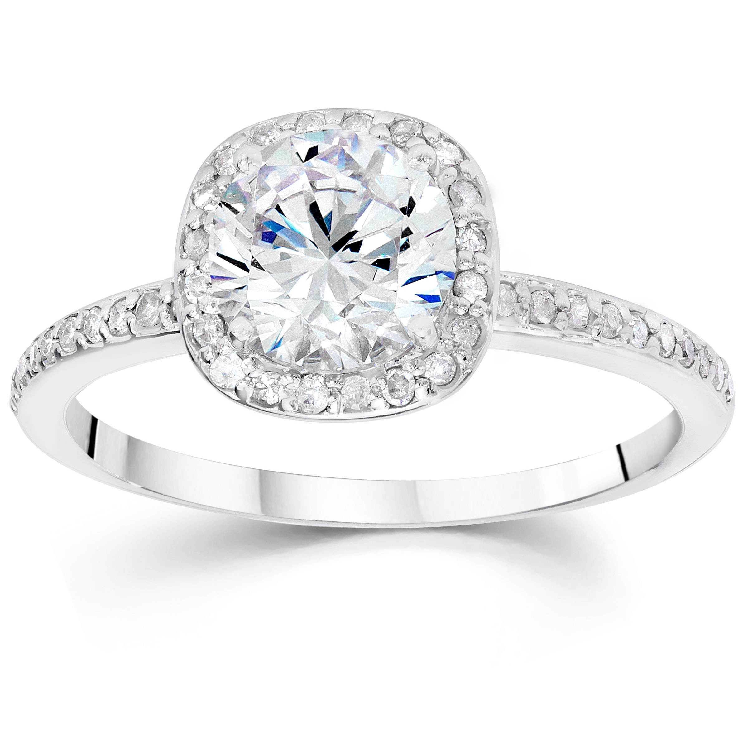 Round Diamond Engagement Rings
 5 8ct Cushion Halo Diamond Engagement Ring 14K White Gold
