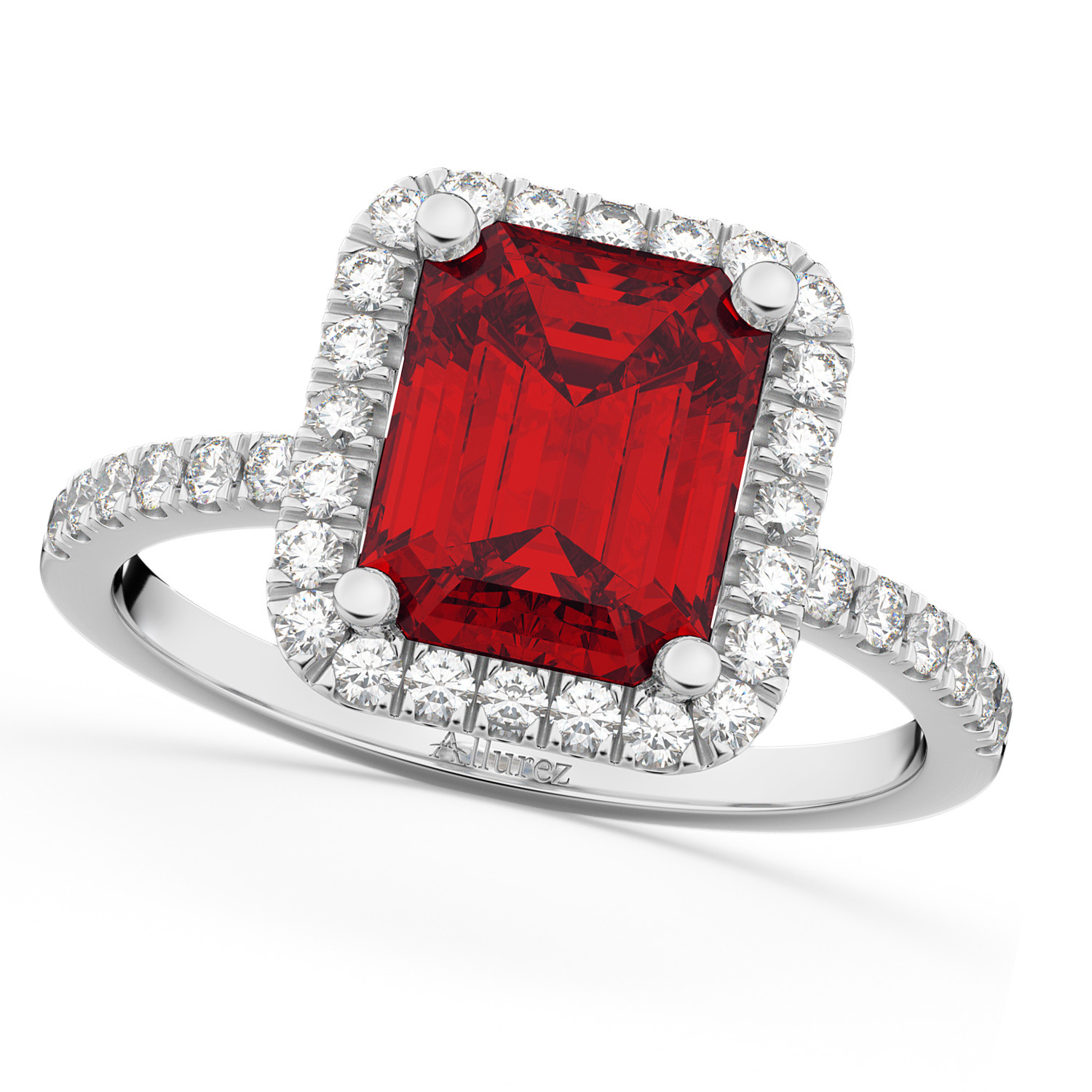 Ruby Diamond Rings
 Ruby & Diamond Engagement Ring 14k White Gold 3 32ct