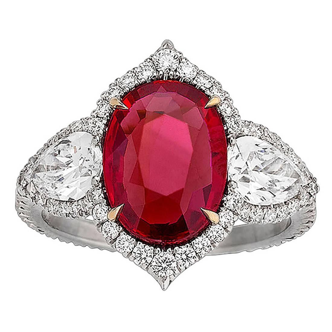 Ruby Diamond Rings
 Untreated Ruby and Diamond Ring 3 02 Carats For Sale at