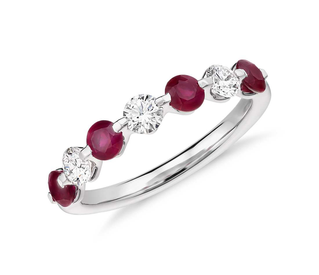 Ruby Diamond Rings
 Classic Floating Ruby and Diamond Ring in Platinum 3 8 ct