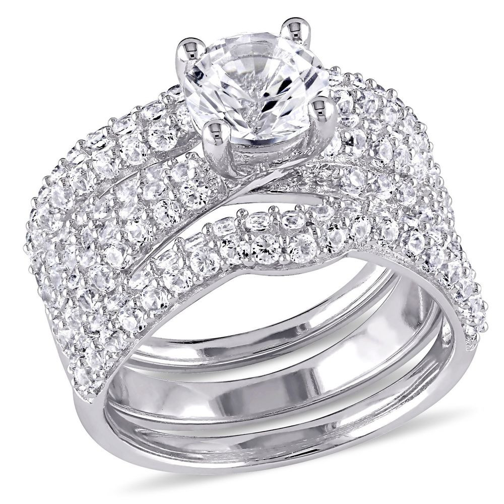 Sapphire Wedding Ring Sets
 ROUND DIAMOND SAPPHIRE ENGAGEMENT WEDDING RING SET SZ 6 SZ