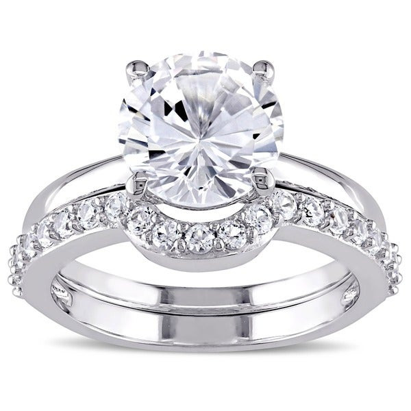 Sapphire Wedding Ring Sets
 Shop Miadora 10k White Gold Created White Sapphire