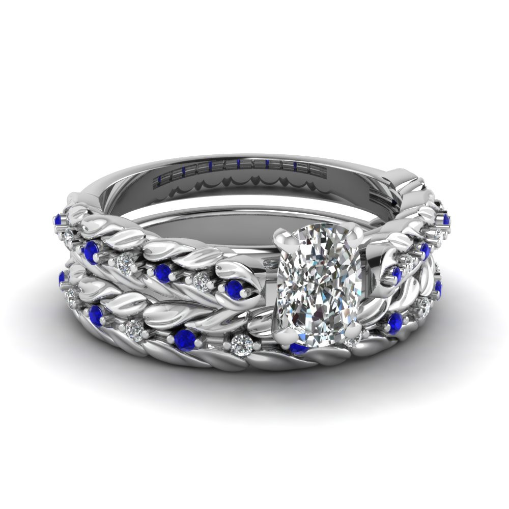 Sapphire Wedding Ring Sets
 Fleur Petal Set