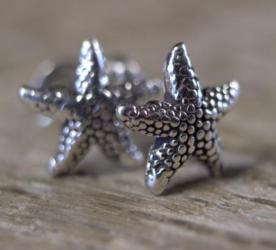 Second Hole Earrings
 Silver Starfish Stud Earrings Second Hole Stud Earrings