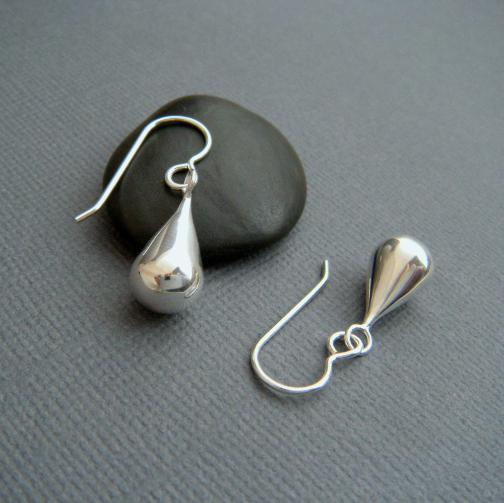 Silver Drop Earrings
 sterling silver teardrop earrings simple round drops small