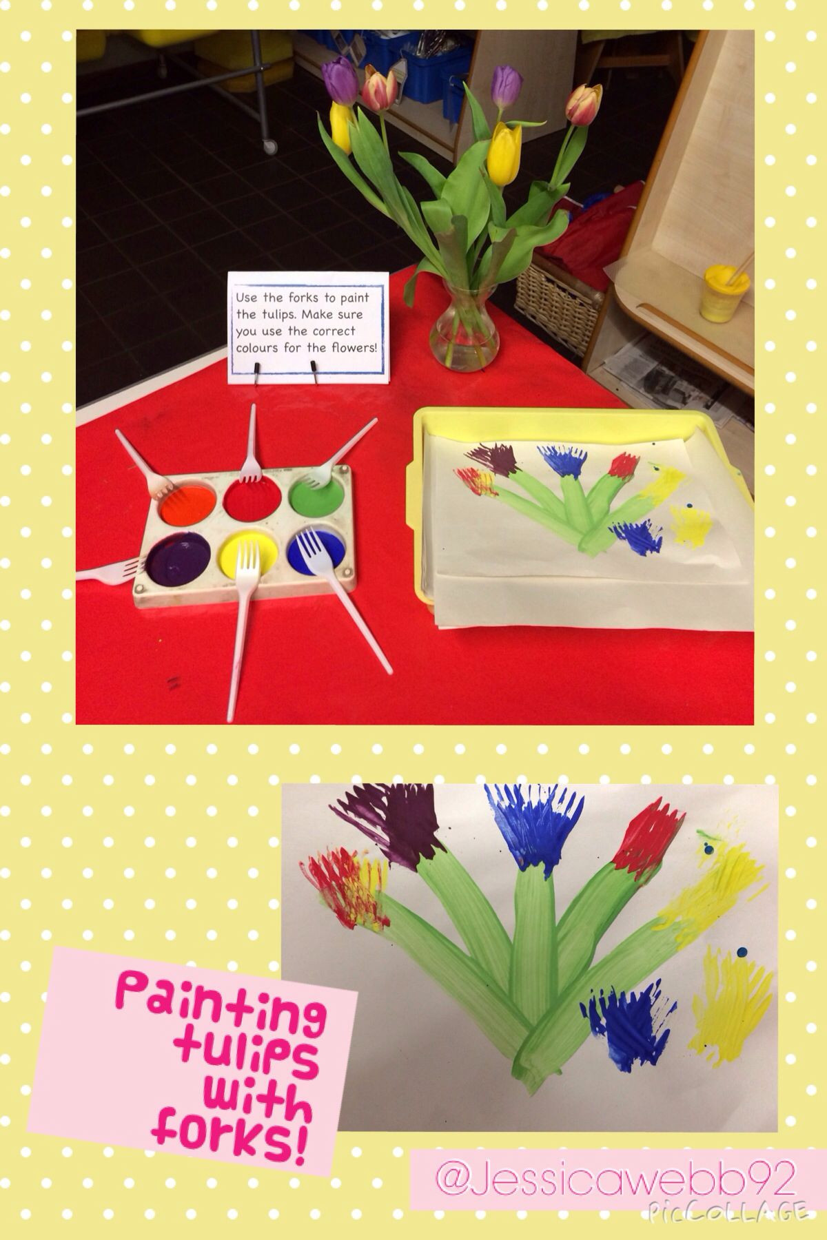 Spring Ideas Eyfs
 Painting tulips using forks