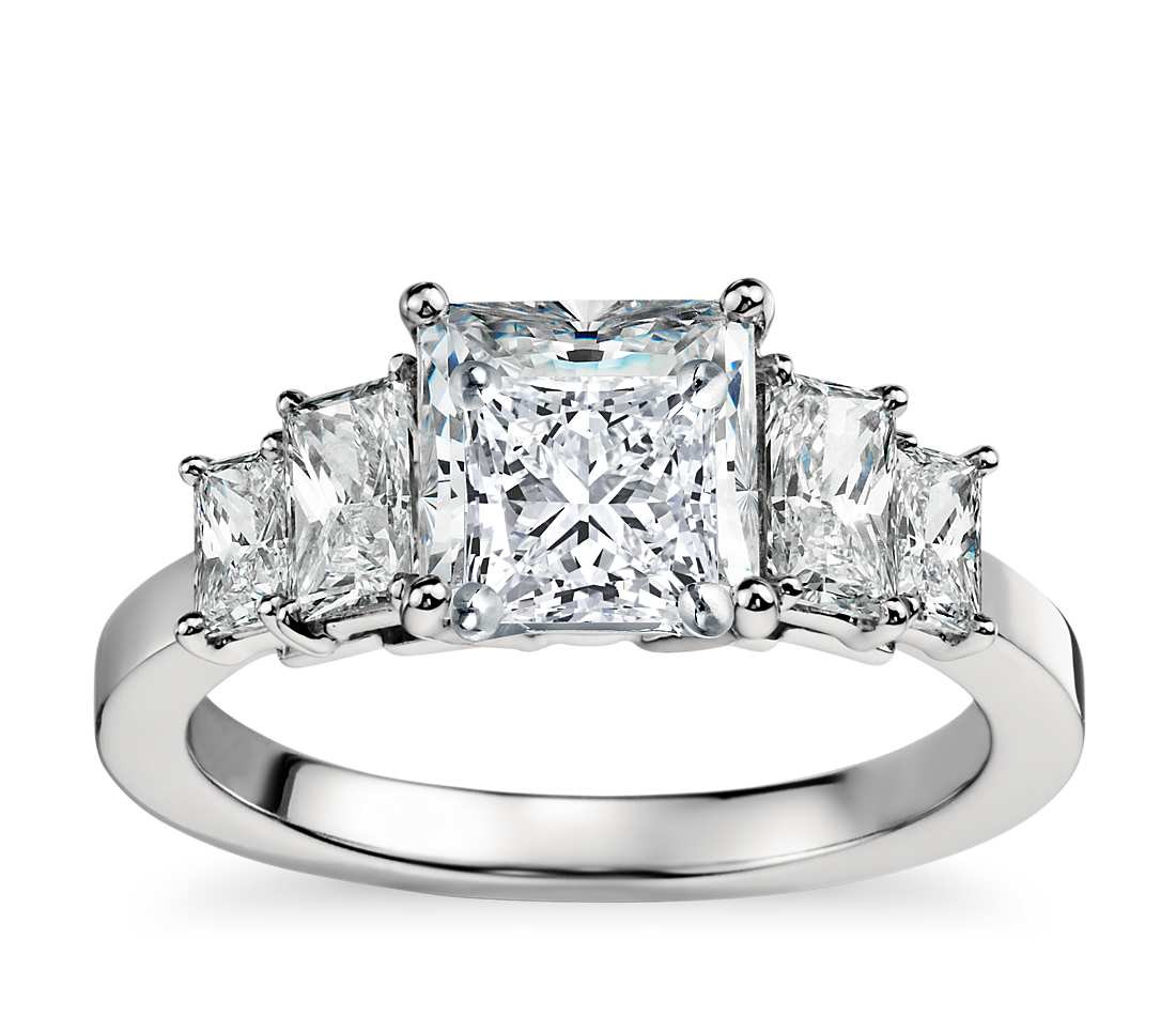 Square Diamond Rings
 Four Stone Square Brilliant Diamond Engagement Ring in