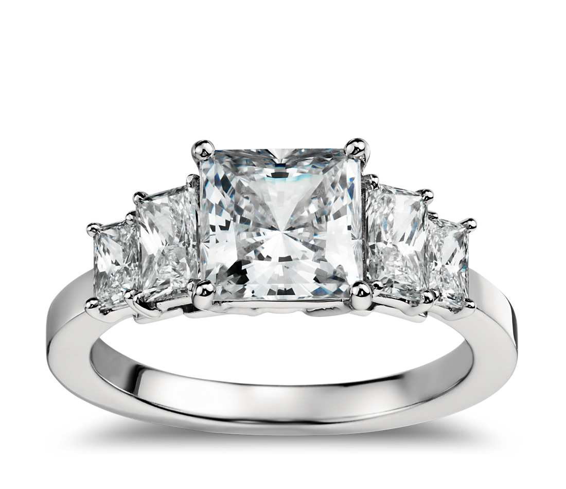 Square Diamond Rings
 Four Stone Square Brilliant Diamond Engagement Ring in