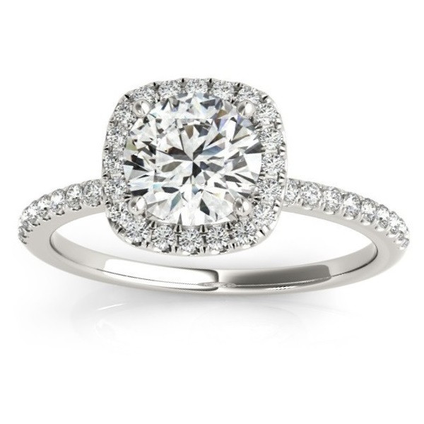 Square Diamond Rings
 Square Halo Diamond Engagement Ring Setting 18k White Gold