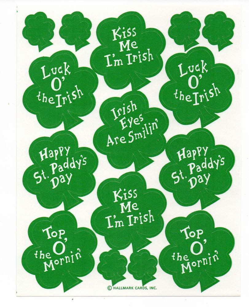 St Patrick's Day Quotes And Sayings
 Vintage Hallmark Sticker ST PATRICK S DAY SHAMROCK