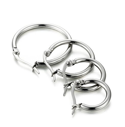 Stainless Steel Hoop Earrings
 ORAZIO 4 Pairs Stainless Steel Hoop Earrings Set Cute