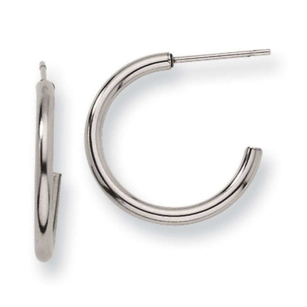 Stainless Steel Hoop Earrings
 Mens La s Chisel Stainless Steel 2mm x 20mm Polished J