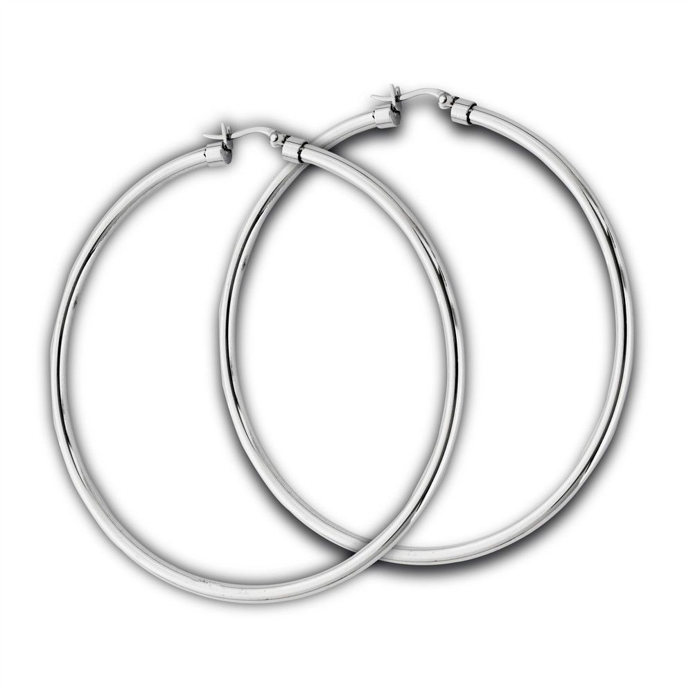 Stainless Steel Hoop Earrings
 Stainless Steel 2 5mm Round Tubular Hoop Earrings 45mm