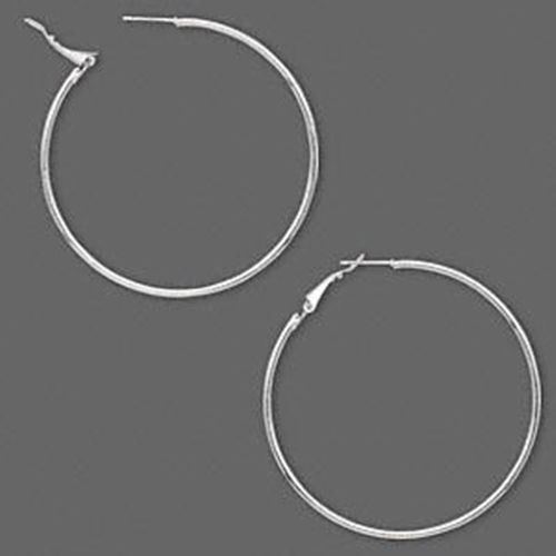 Stainless Steel Hoop Earrings
 Stainless Steel 60mm Hoops 2 5" Round Tubular Hinged Hoop