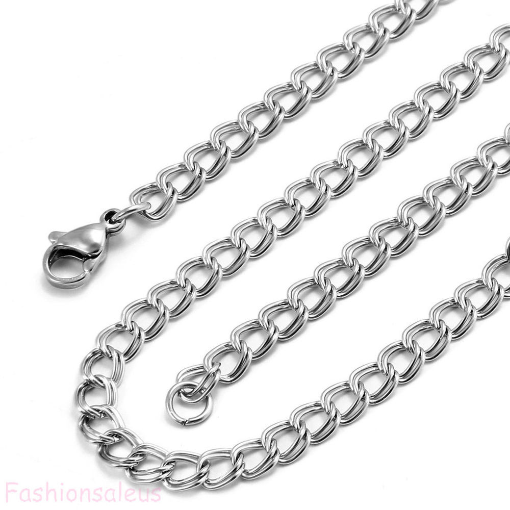 Stainless Steel Necklace Chain
 Silver Stainless Steel Long Parallel Double Cable Uni