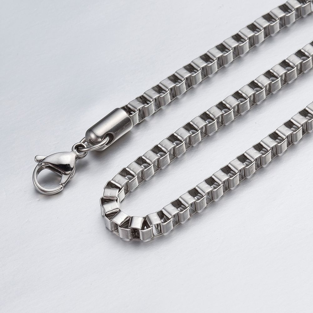 Stainless Steel Necklace Chain
 3mm 16" 36" Silver Stainless Steel Box Necklace Chain Sb09