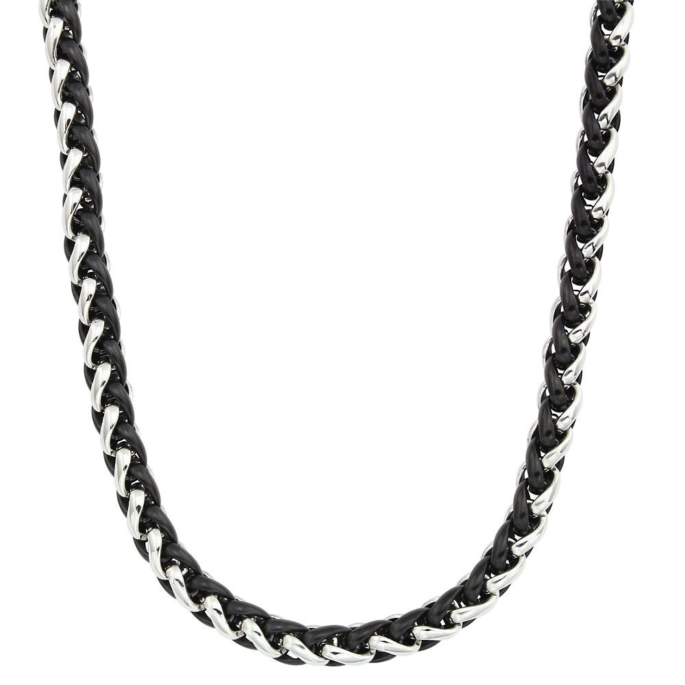 Stainless Steel Necklace Chain
 Two tone Stainless Steel Men s 24 inch Wheat Chain