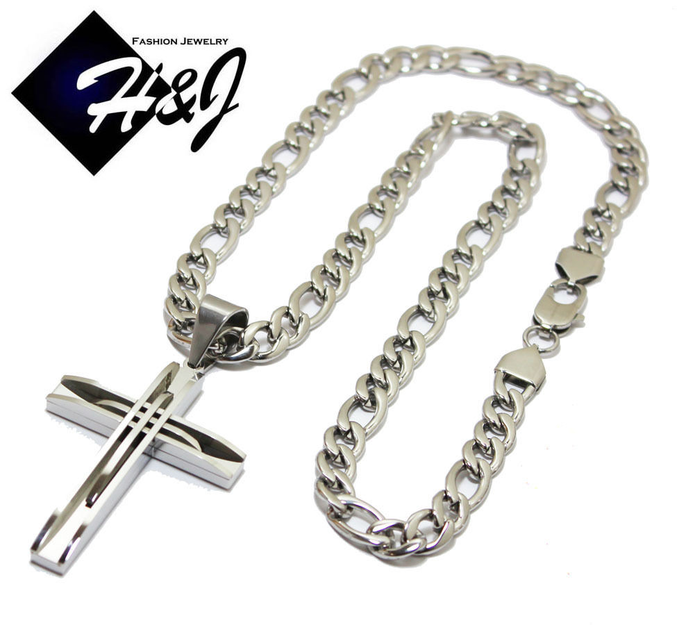 Stainless Steel Necklace Chain
 24"MEN s Stainless Steel 8mm Silver Figaro Link Chain