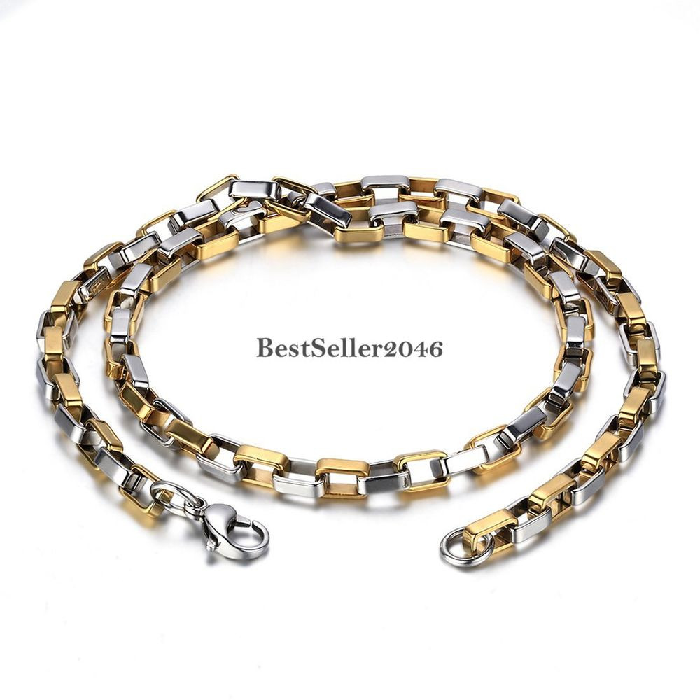 Stainless Steel Necklace Chain
 Gold and Silver Tone Stainless Steel Box Venetian Chain