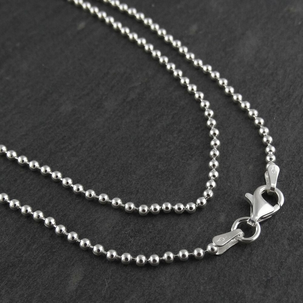 Sterling Silver Ball Chain Necklace
 Sterling Silver BALL BEAD Chain 1 8mm Necklace 925 16" 18