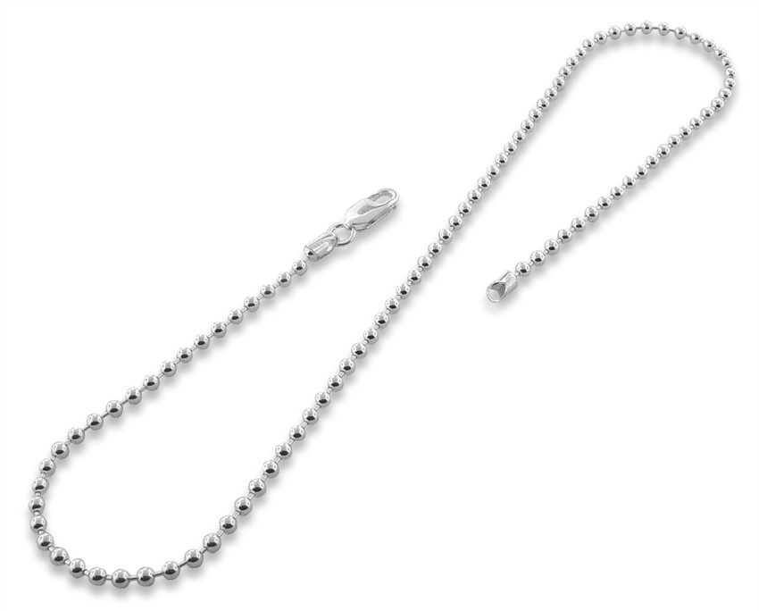 Sterling Silver Ball Chain Necklace
 Sterling Silver 24" Bead Ball Chain Necklace 3 0MM