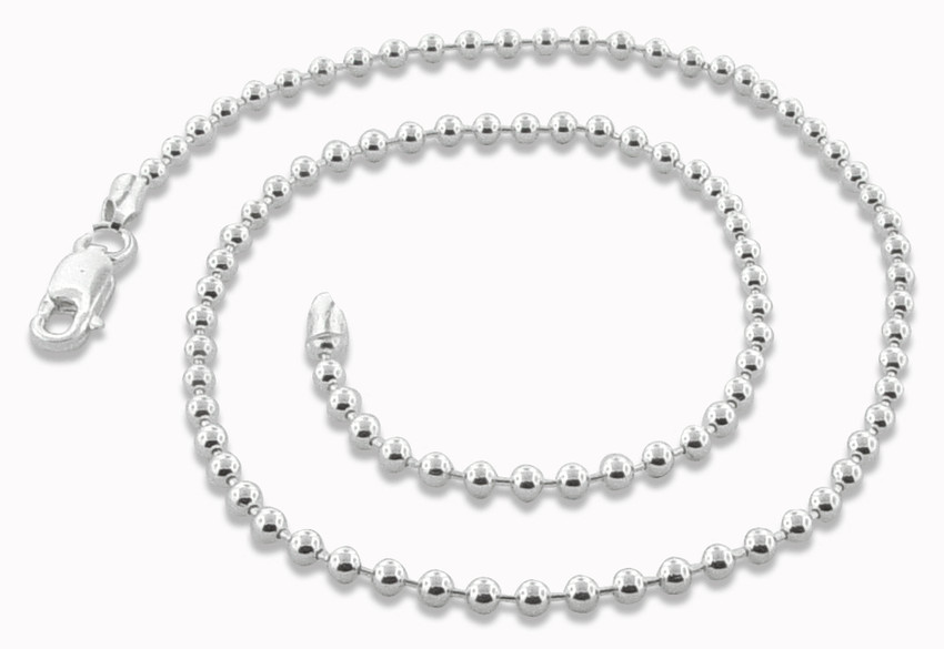 Sterling Silver Ball Chain Necklace
 Sterling Silver 18" Bead Ball Chain Necklace 3 0MM