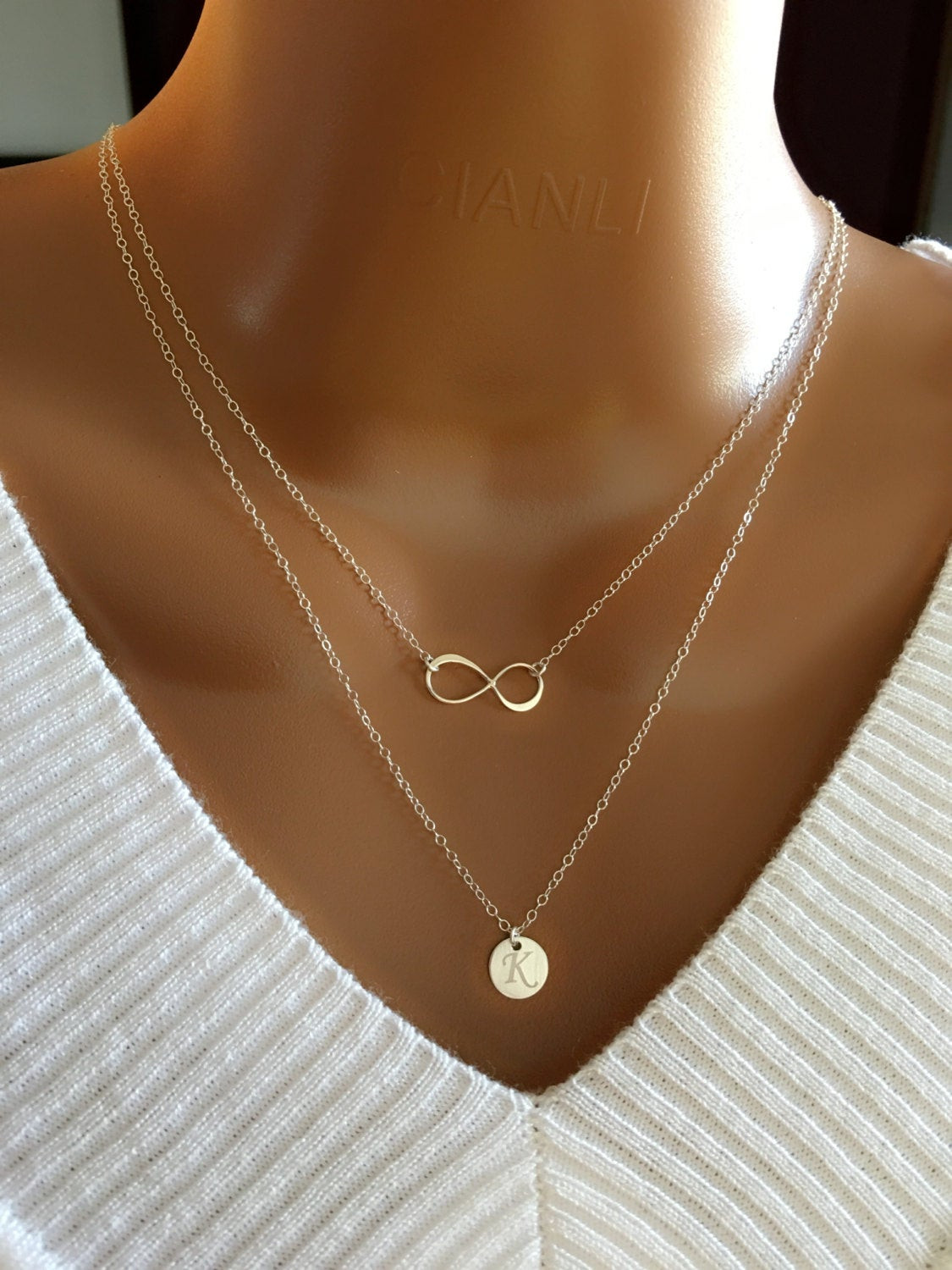 Sterling Silver Layered Necklace
 Layered SET of Two Necklace Sterling Silver Infinity