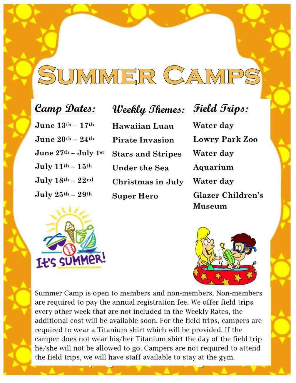 Summer Camp Program Ideas
 Summer Camp Theme Ideas