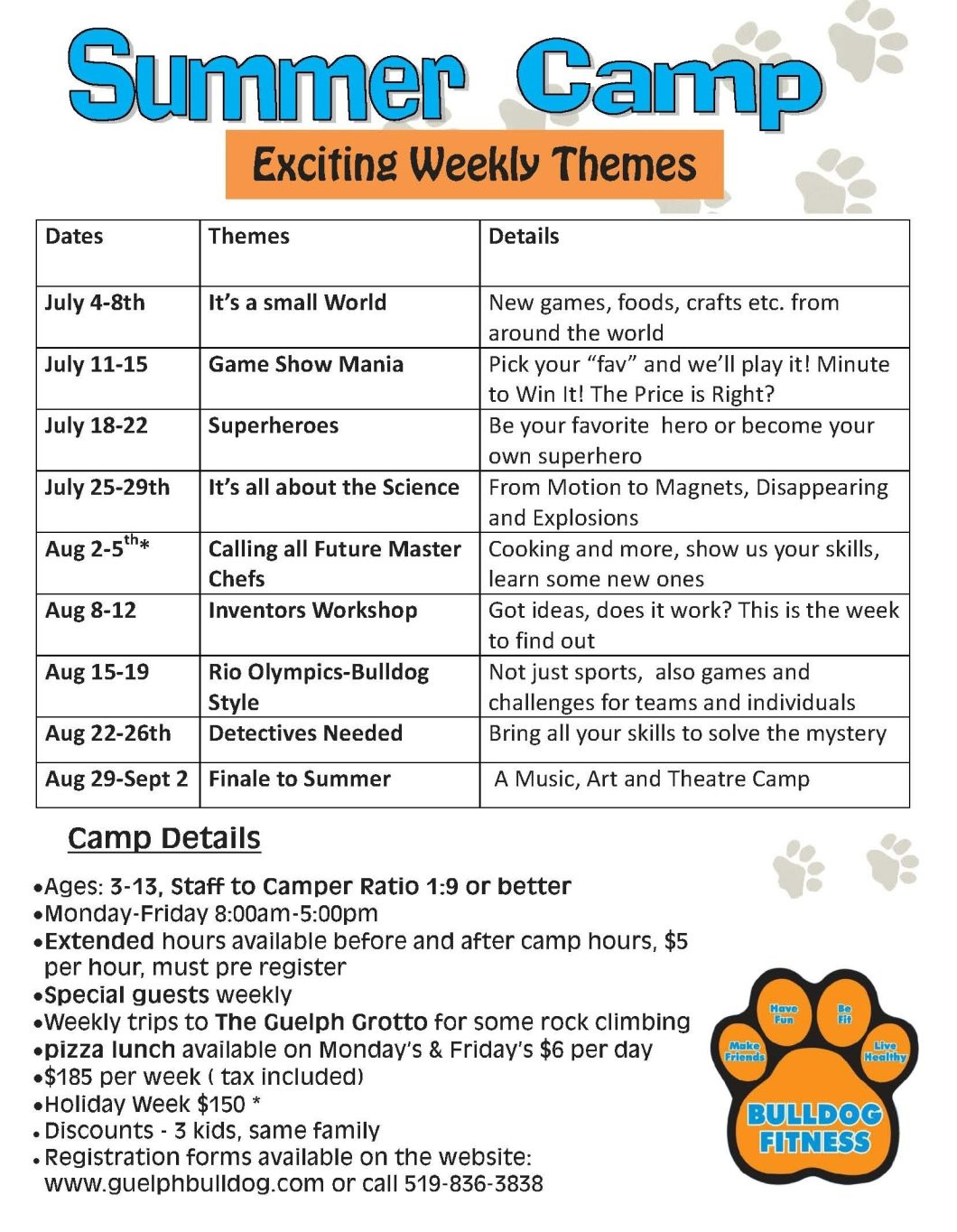 Summer Camp Weekly Theme Ideas
 Summer Camp Theme Ideas