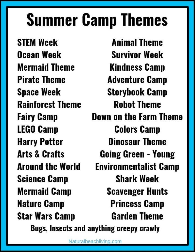Summer Camp Weekly Theme Ideas
 30 Summer Camp Themes The Best Summer Themes for Kids