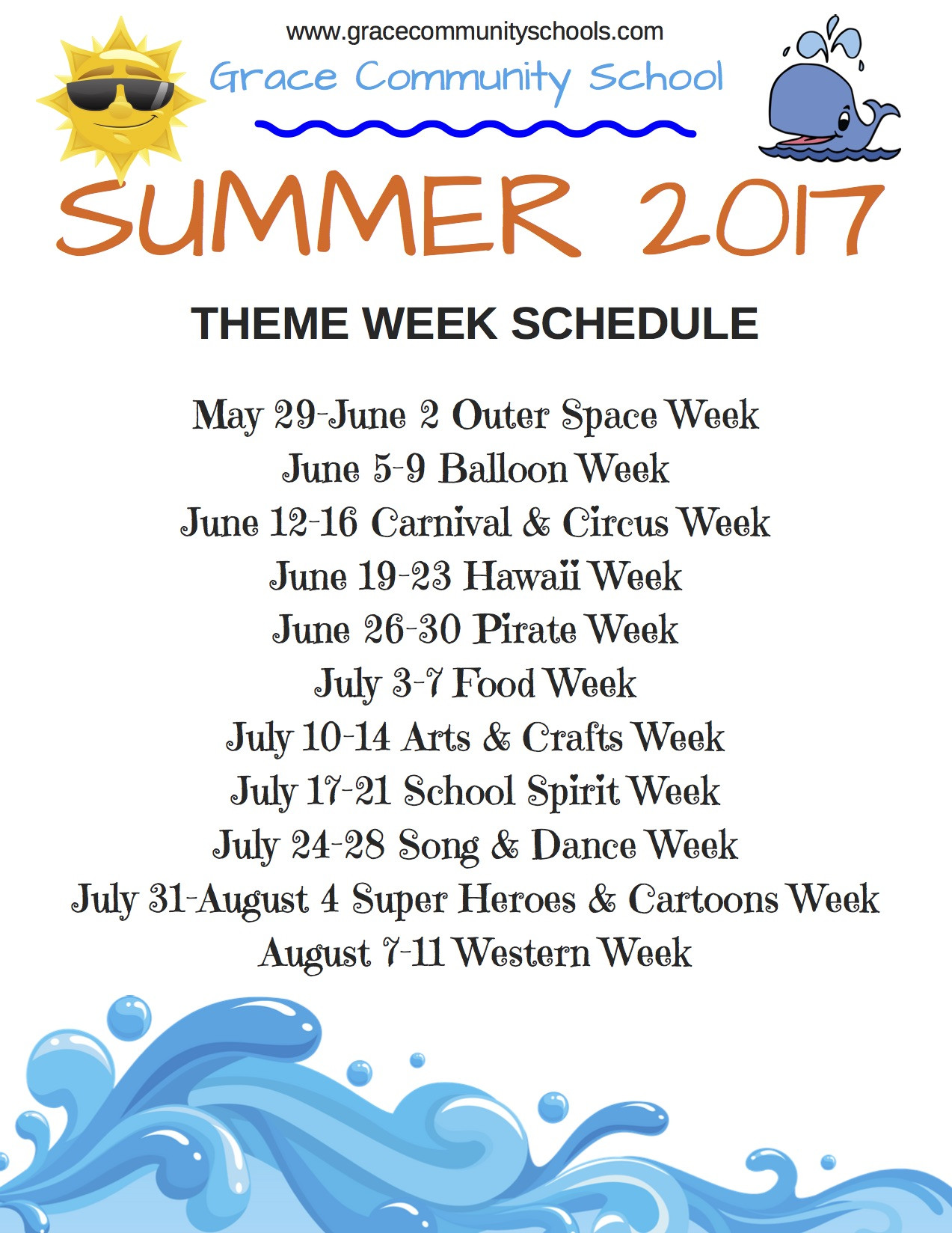Summer Camp Weekly Theme Ideas
 Grace munity School Summer Camp 2017 ficial Grace