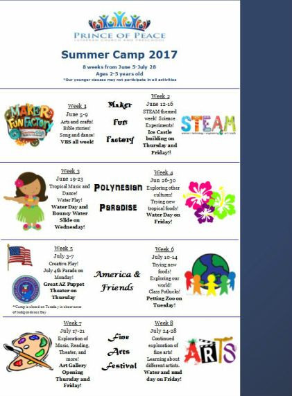 Summer Camp Weekly Theme Ideas
 Prince of Peace Preschool Summer Camp Summer Camp