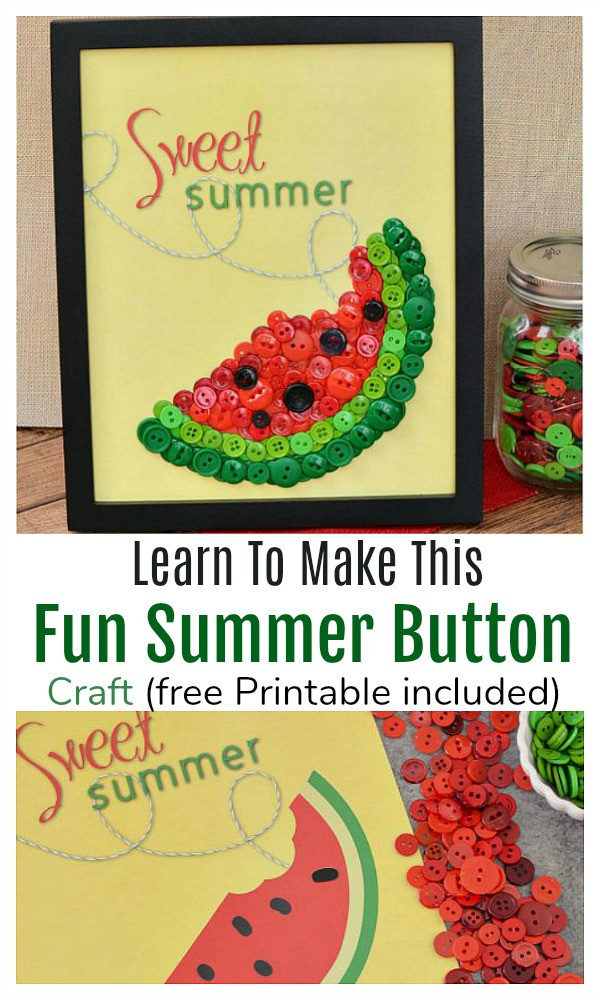 Summer Crafts Ideas For Adults
 Easy Watermelon Button Craft & Free Printable