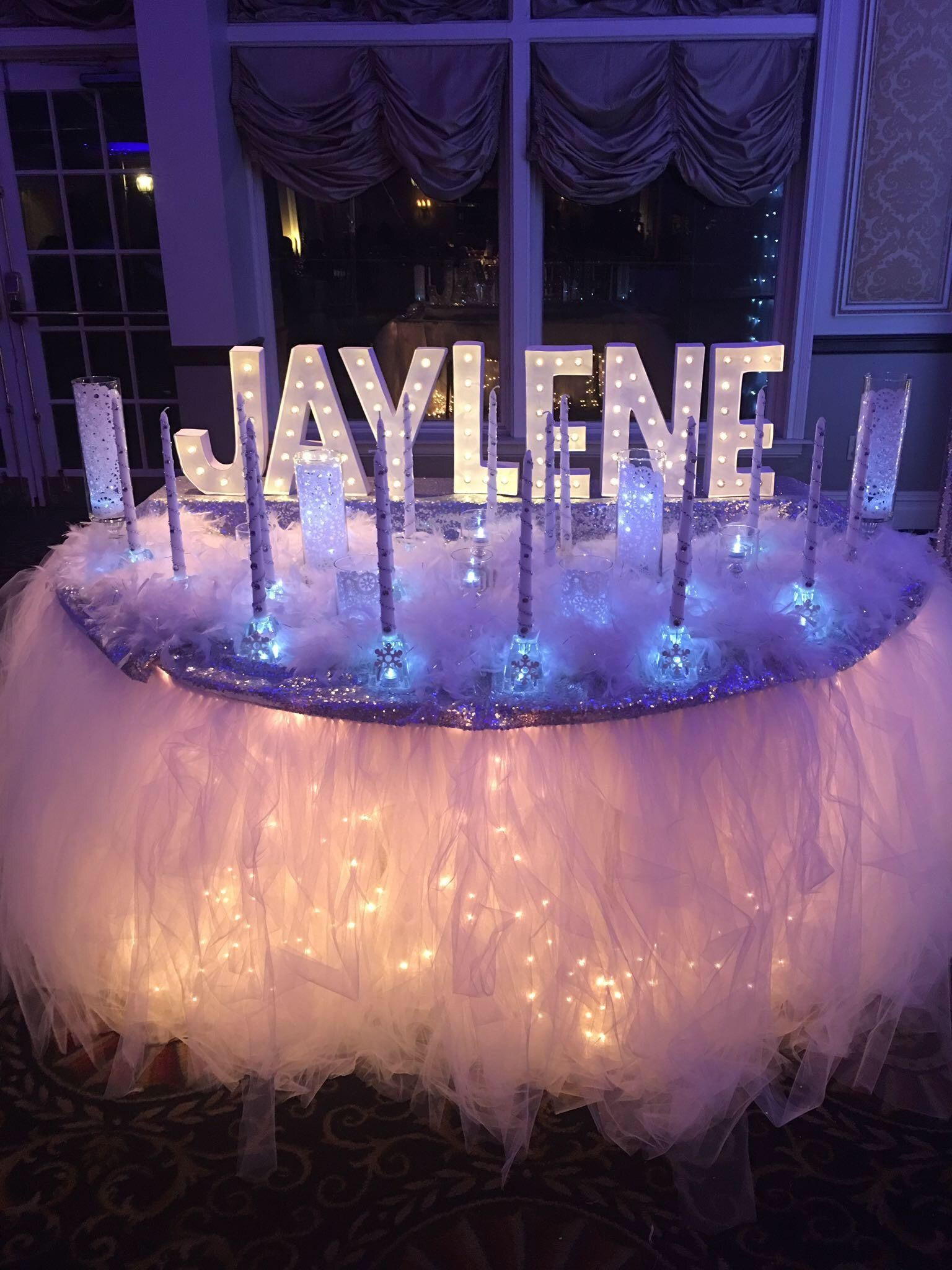Sweet 16 Ideas For Winter
 Candle Ceremony Set up Winter Wonderland Sweet 16