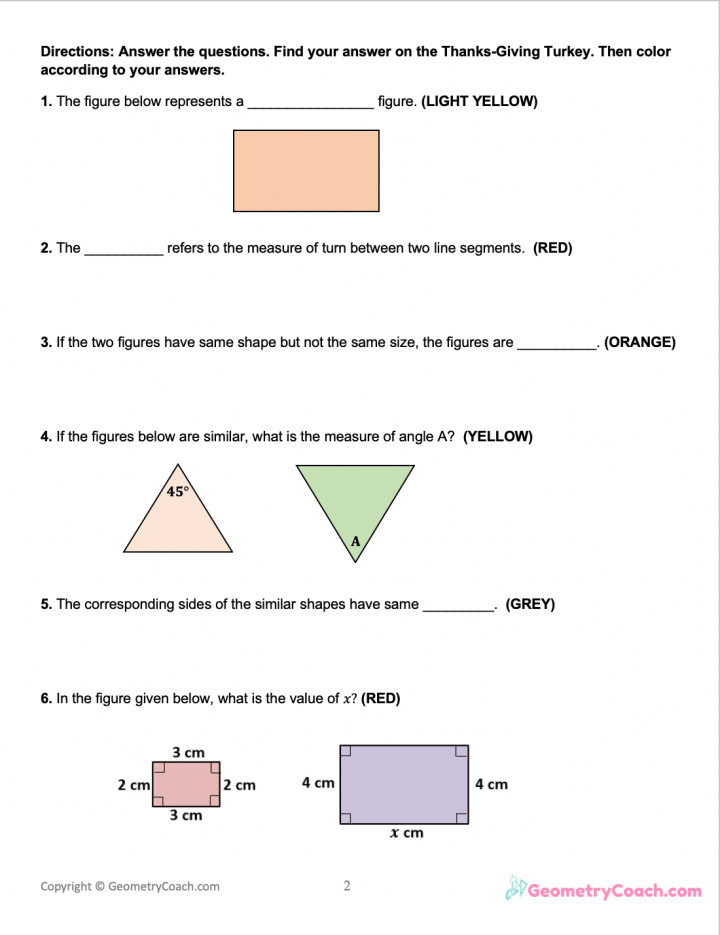 Thanksgiving Activities For High School Students
 FREE Thanksgiving Worksheet for Geometry ⋆ GeometryCoach
