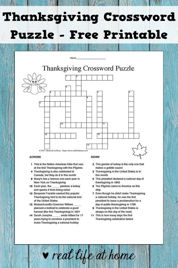 Thanksgiving Activities For High School Students
 Thanksgiving Crossword Puzzle for Kids Fun and Free