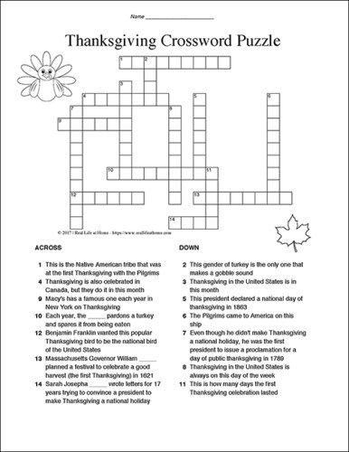 Thanksgiving Activities For High School Students
 Thanksgiving Crossword Puzzle for Kids Fun and Free