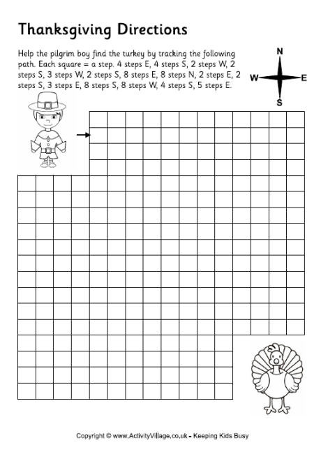 Thanksgiving Activities For High School Students
 Thanksgiving Directions Worksheet
