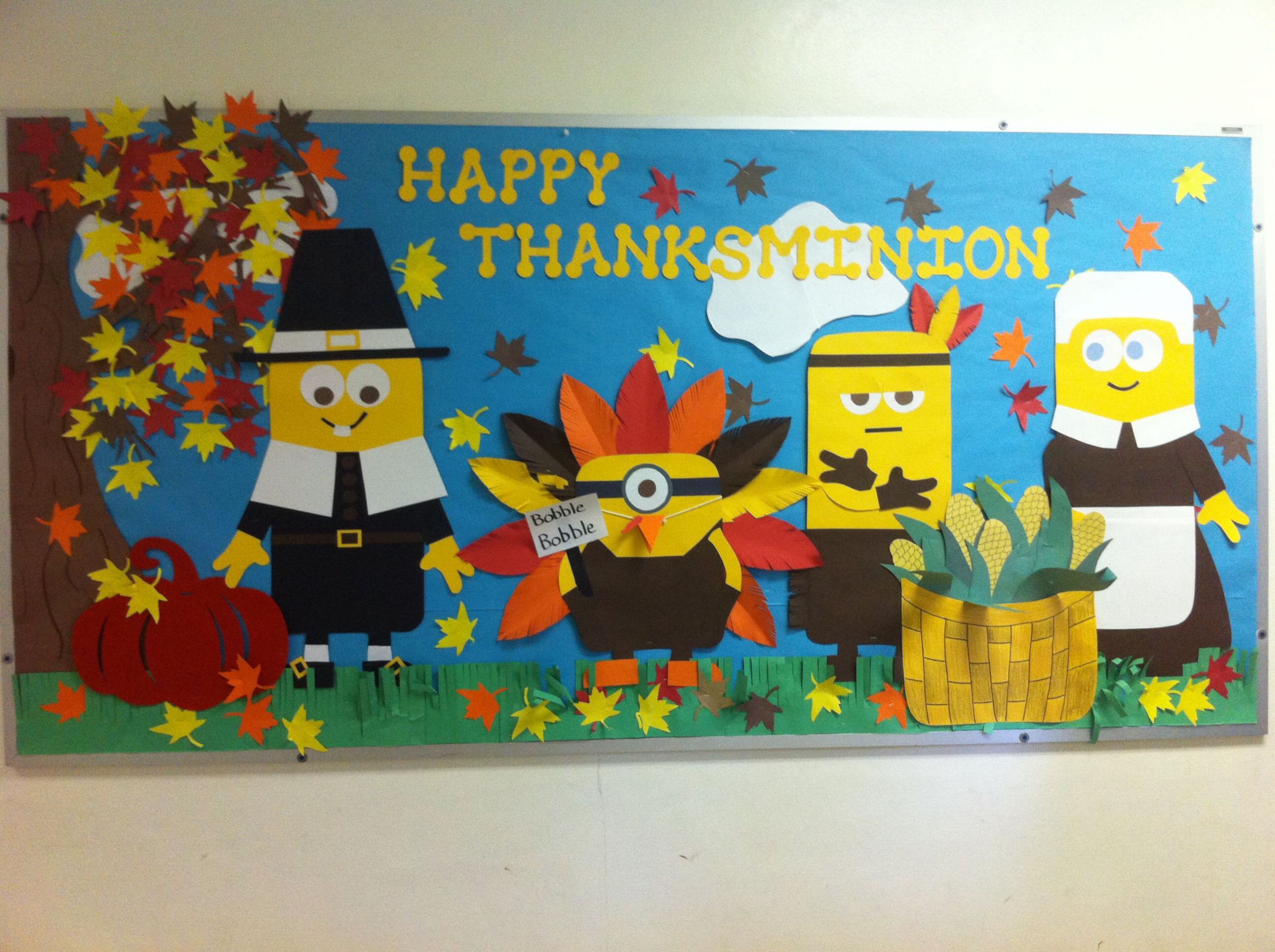 Thanksgiving Bulletin Board Ideas For Preschool
 Happy Thanksminion Thanksgiving November bulletin board